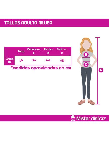 Tabla de Tallas - Disfraz de Oso Panda del Bosque para Mujer