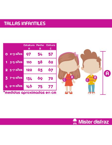 Tallas Disfraz de Blancanieves para Niña - Disfraces de Cuentos Infantiles para niño y niña - MisterDisfraz.com
