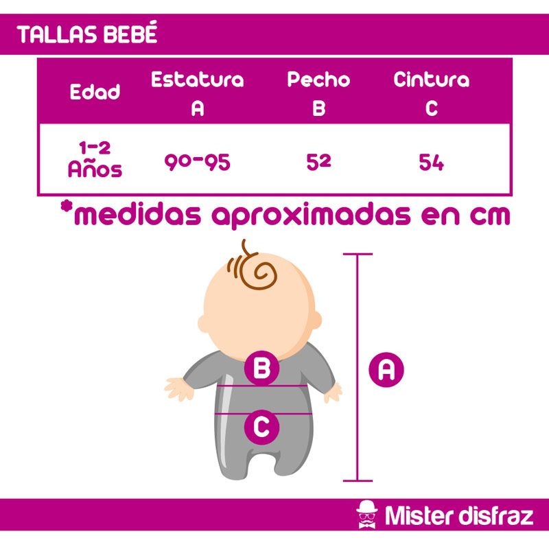 Tallas Disfraz de Bañista Rayas  para bebé (1 a 2 Años) - Disfraces de Temática Variada para Bebé - MisterDisfraz.com