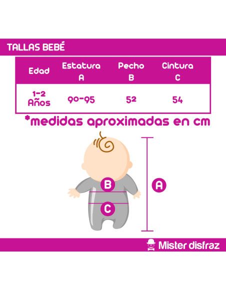 Tallas Disfraz de Bañista Rayas  para bebé (1 a 2 Años) - Disfraces de Temática Variada para Bebé - MisterDisfraz.com