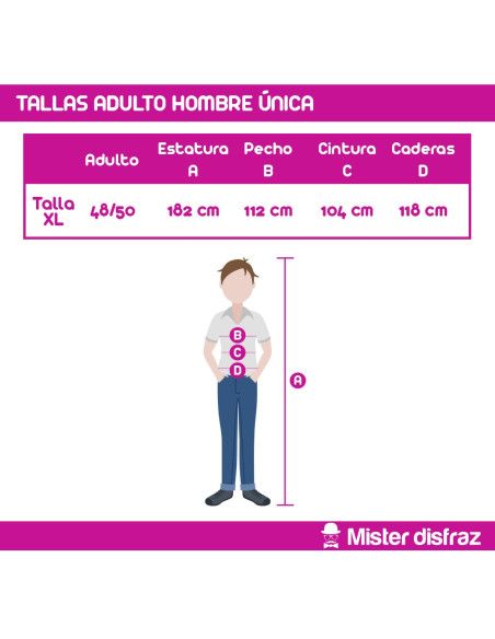 Tabla de Tallas Disfraz de Capa Negra Halloween - Disfraces Halloween para Mujer y Hombre Adultos - MisterDisfraz.com