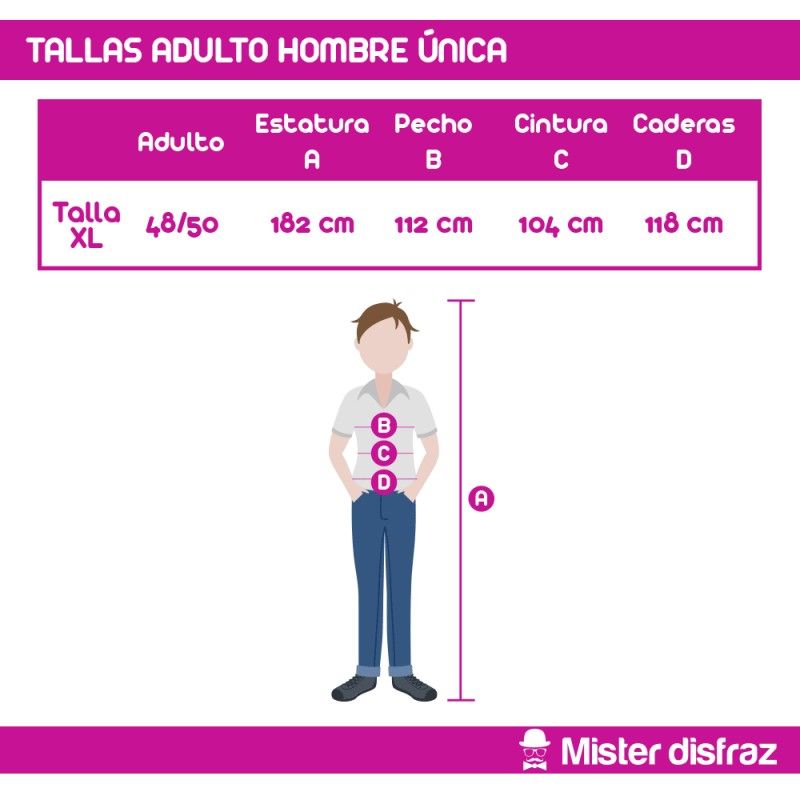 Tabla de Tallas - Disfraz de Bombero Cachondo para Hombre