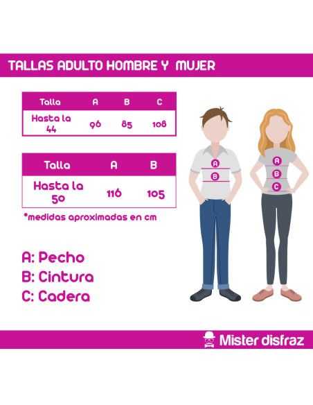 Tabla de Tallas - Disfraz de Perro Bulldog Roko para Adulto
