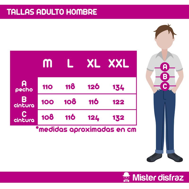 Tabla de Tallas - Disfraz de Elfo Eldar para hombre