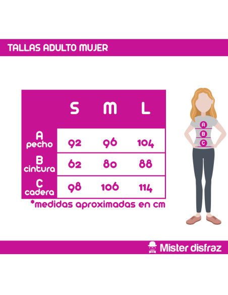 Tabla de Tallas - Disfraz de Reina Medieval Isabel para mujer