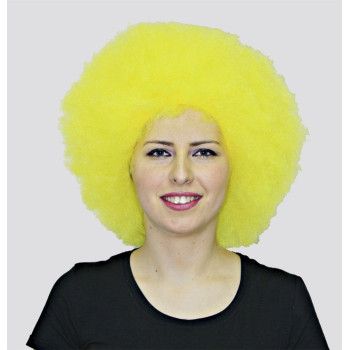 Peluca Afro 16 cm Amarilla - Pelucas Afro de colores 16 cm.  - MisterDisfraz.com