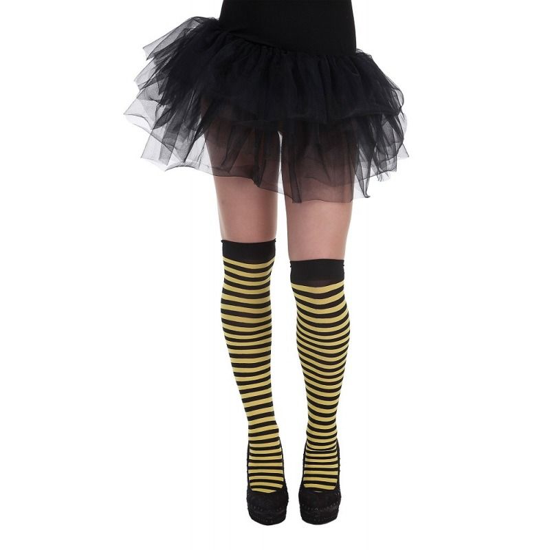Liguero Rayas Negro/amarillo - Complementos para disfrazces, medias y ligueros - MisterDisfraz.com