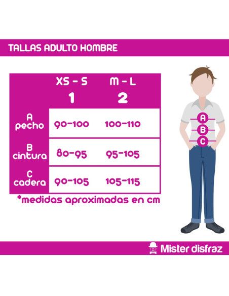 Tabla de Tallas - Disfraz de Guardián del Norte para hombre