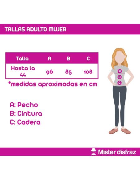 Tabla de Tallas - Disfraz de Abeja Loca para mujer