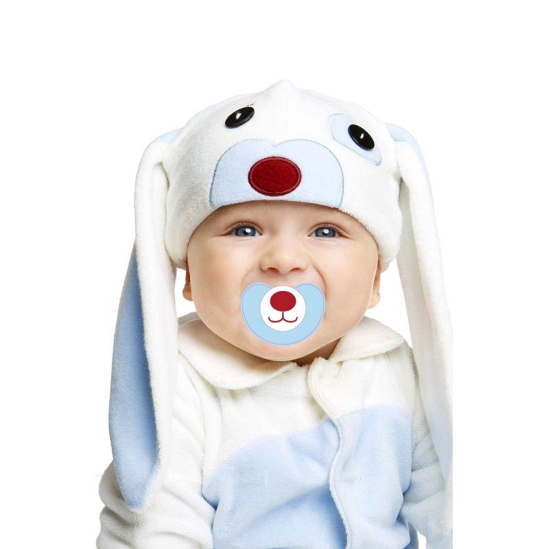 Chupete Disfraz de Pequeño Conejito Azul para Bebé