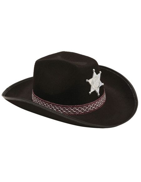 Detalle Sombrero de Vaquero para Adultos Negro