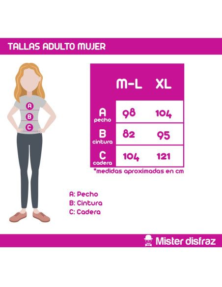 Tabla de tallas Disfraz de Pink Lady Rosa para Mujer