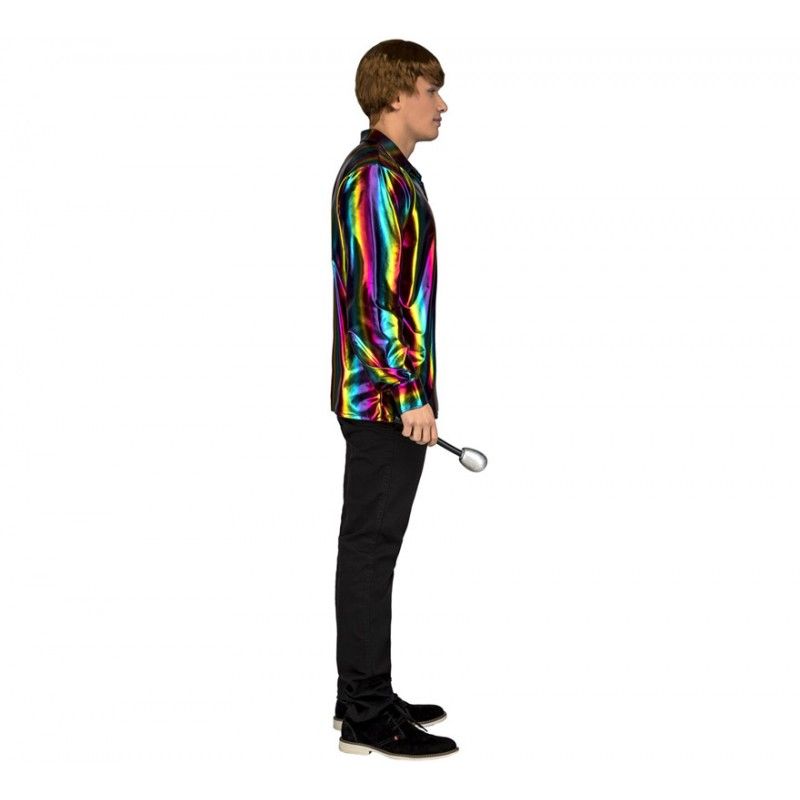 Perfil Disfraz o Camisa Disco multicolor para hombre