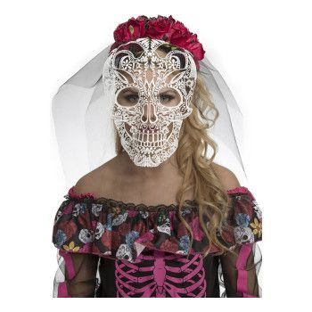 Velo con Rosas y Careta Día de los Muertos