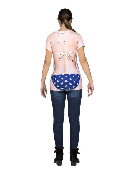 Espalda - Camiseta disfraz de Americana en bikini para Mujer