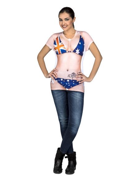 Camiseta disfraz de Australiana en Bikini para Mujer