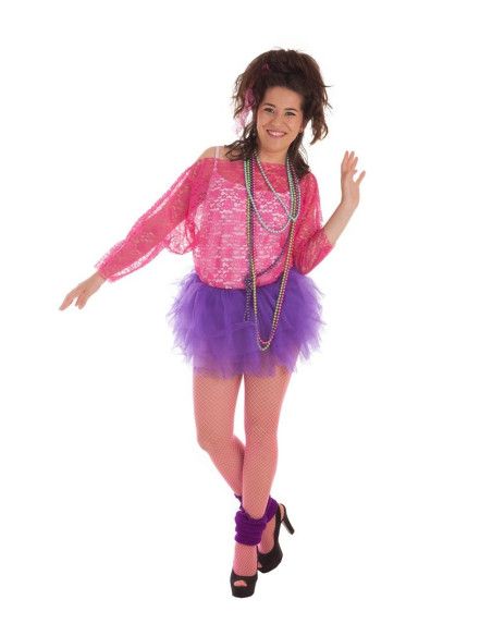 Disfraz Retro Años 80 Fuxia para Mujer