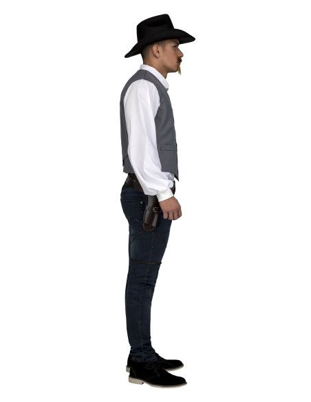 Perfil - Disfraz o Chaleco Gris de Vaquero para Hombre