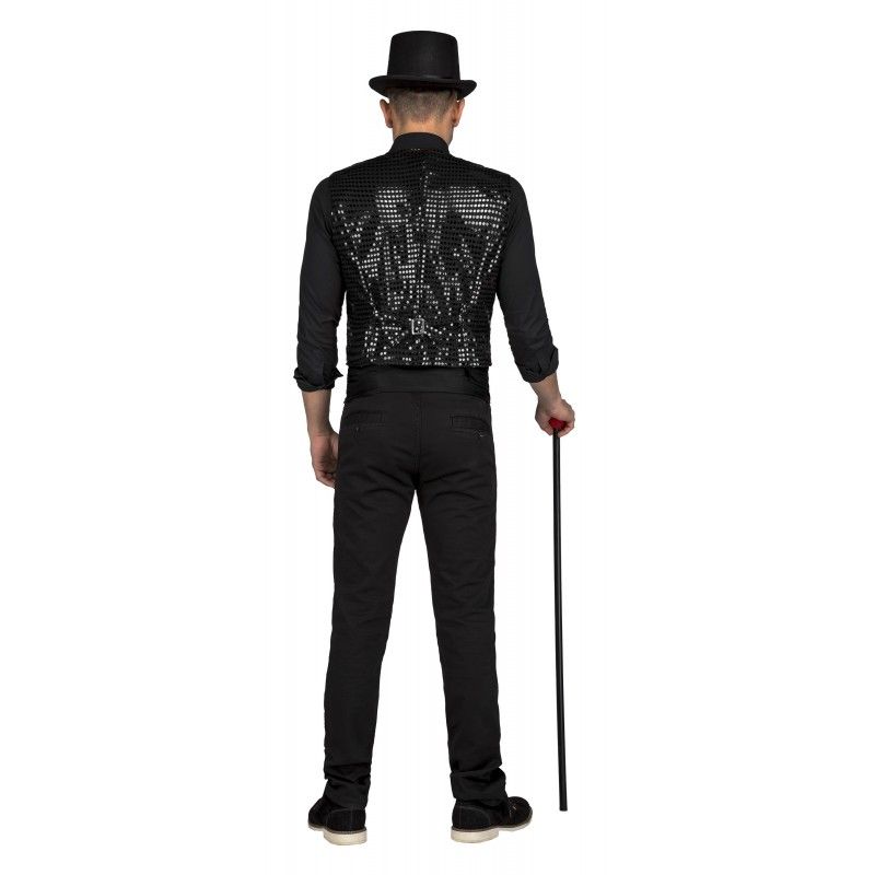 Espalda - Disfraz de Chaleco Showman Negro