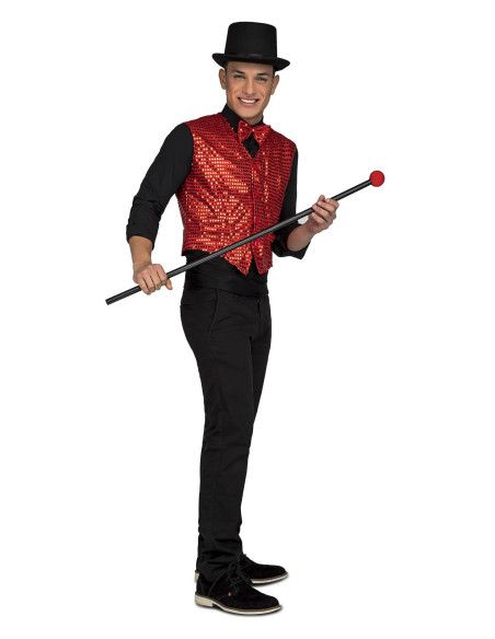 Disfraz o Chaleco con Pajarita Rojo para hombre