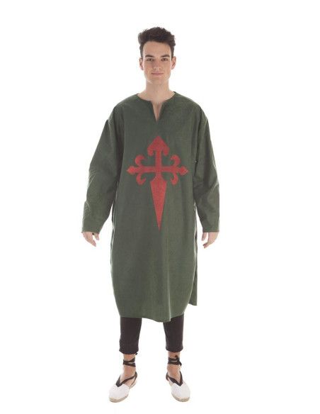 Disfraz Túnica Medieval Verde con Escudo para Hombre