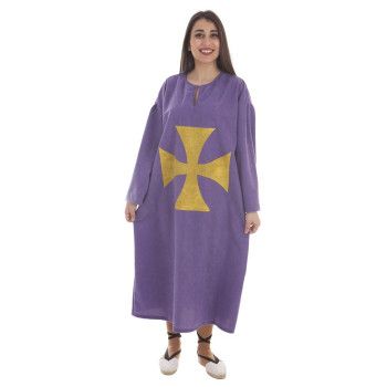 Disfraz Túnica Medieval Púrpura con Escudo para Mujer