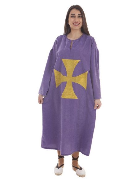 Disfraz Túnica Medieval Púrpura con Escudo para Mujer