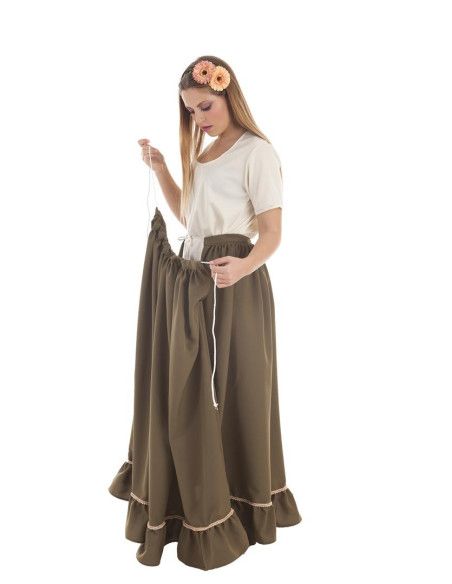 Detalle - Falda Medieval Verde para Mujer