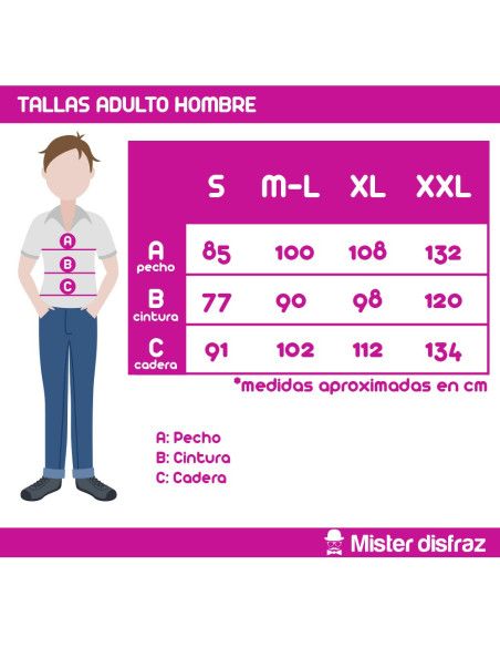 Tabla de tallas - Camiseta Disfraz de Spock de Star Trek para hombre