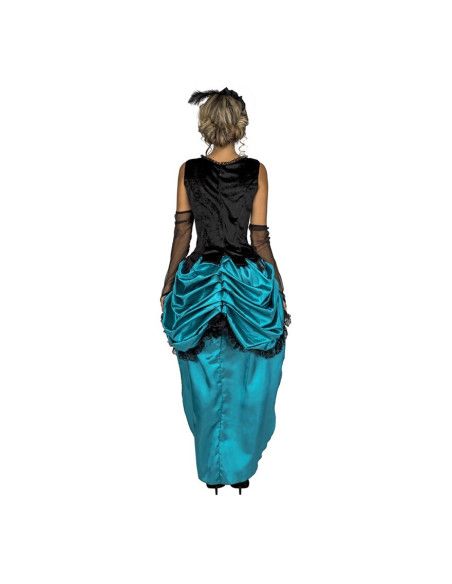 Espalda - Disfraz de Señorita de Salón Azul para Mujer