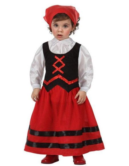 Disfraz de Pastora Rojo y Negro Bebé - Disfraces Navidad Bebé - MisterDisfraz.com