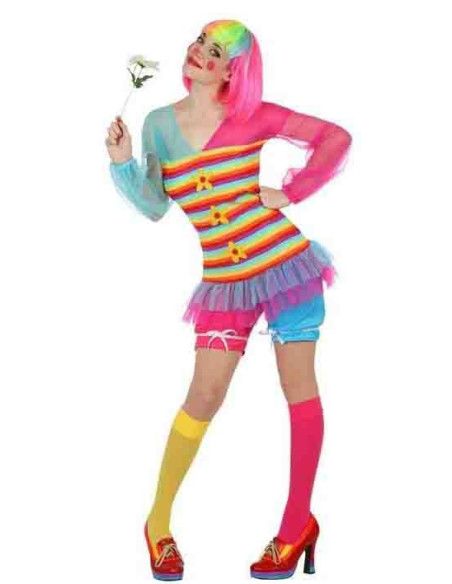 Disfraz de Payasa Arcoiris - Disfraces Payasos Hombre y Mujer - MisterDisfraz.com