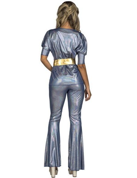 Disfraz Disco plateado y dorado para Mujer