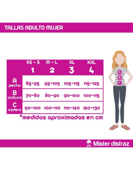 Tabla de tallas - Disfraz de Enmascarada para Mujer
