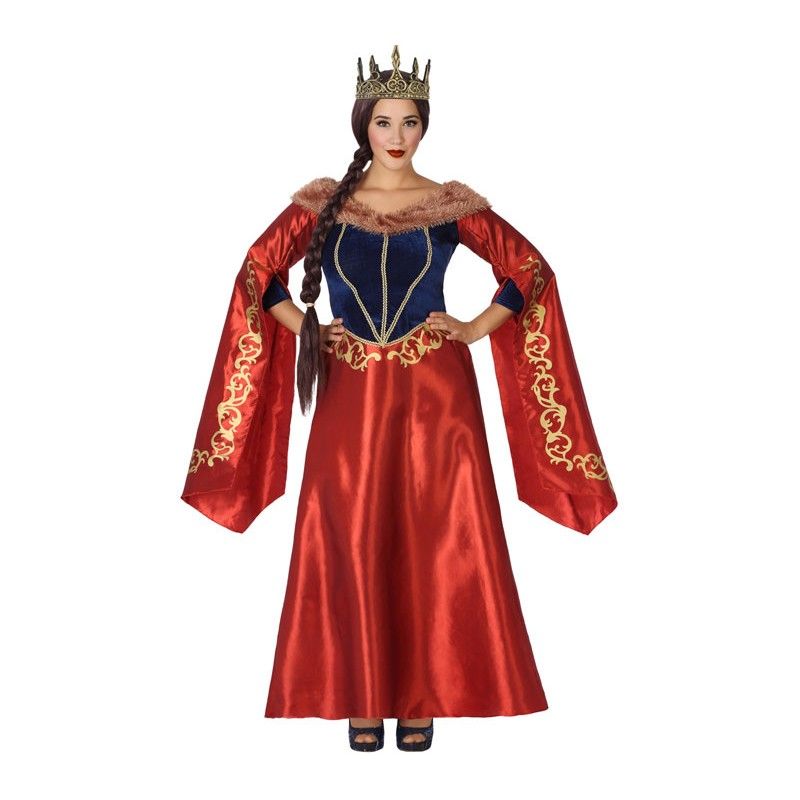 Detalle - Disfraz de Reina Medieval Rojo para Mujer