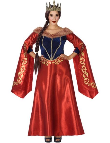 Detalle - Disfraz de Reina Medieval Rojo para Mujer