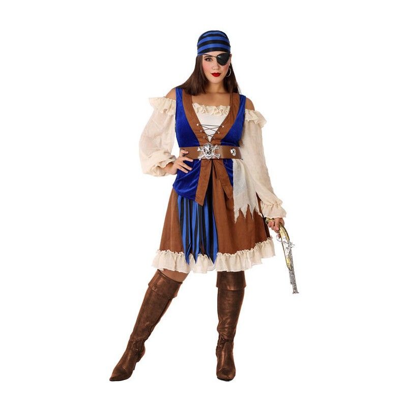 Detalle - Disfraz de Pirata Azul para Mujer