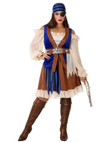 Detalle - Disfraz de Pirata Azul para Mujer