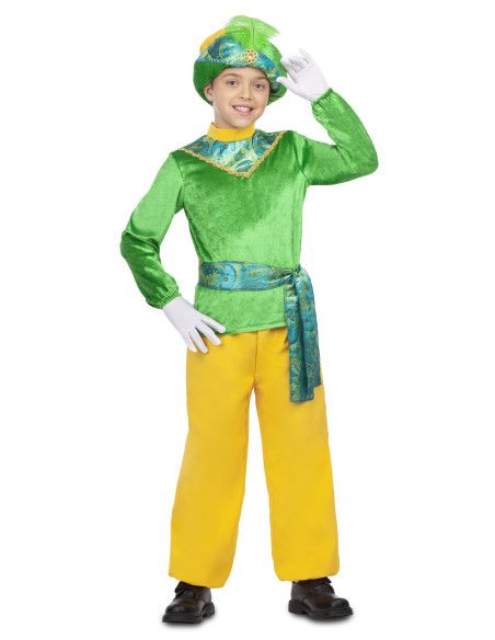 Disfraz de Paje Real Verde para Niño.