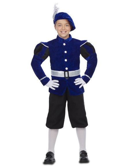 Disfraz de Paje Real Azul para Niño.