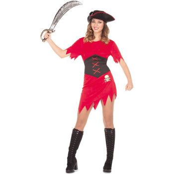 Disfraz de Pirata Rojo para Mujer.