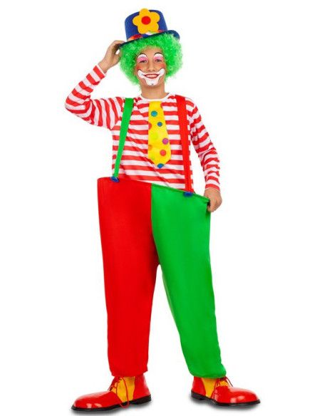 Disfraz de Payaso Rojo y Verde para Niño.