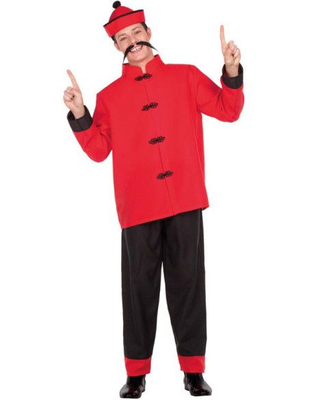 Disfraz de Chino Rojo y Negro para Hombre.
