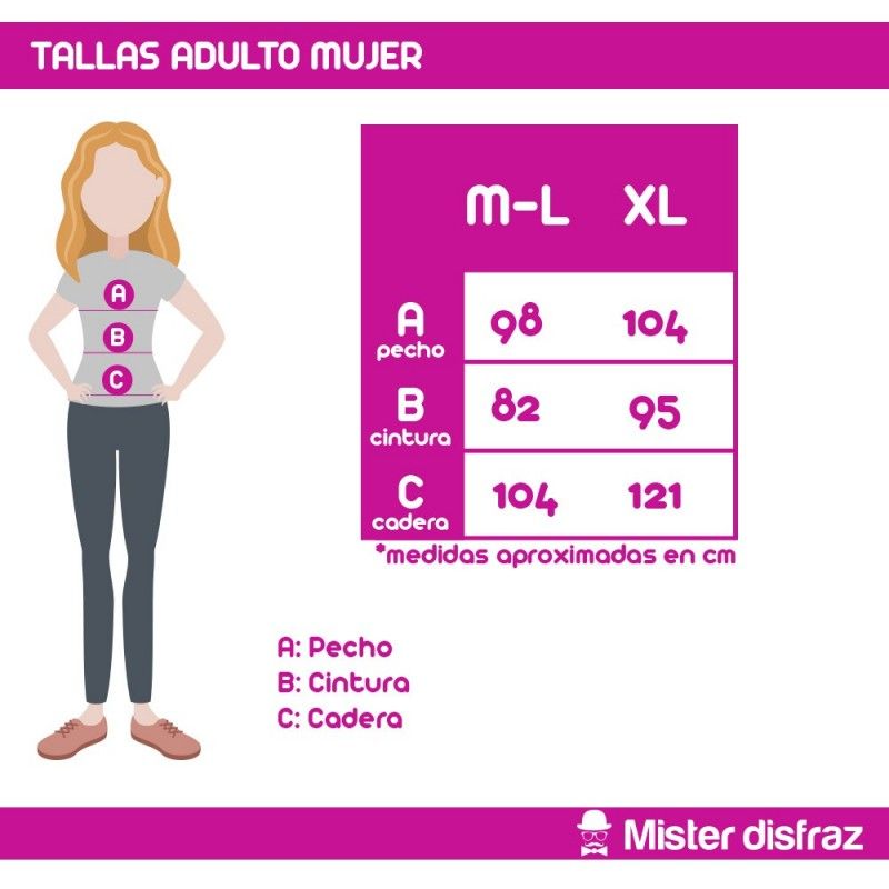 Tabla de tallas - Disfraz de Rusa Rojo para Mujer.