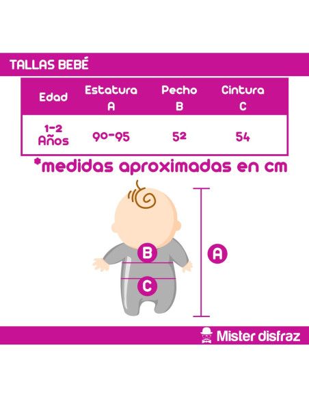 Tabla de tallas 1/2 años - Disfraz de Búho con Ojazos para Bebé.