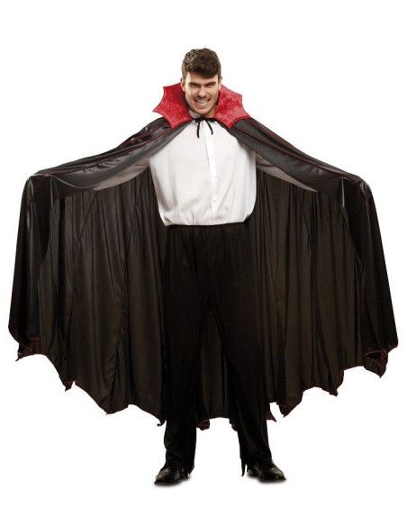 Capa negra con cuello de Vampiro Murciélago Deluxe para adultos