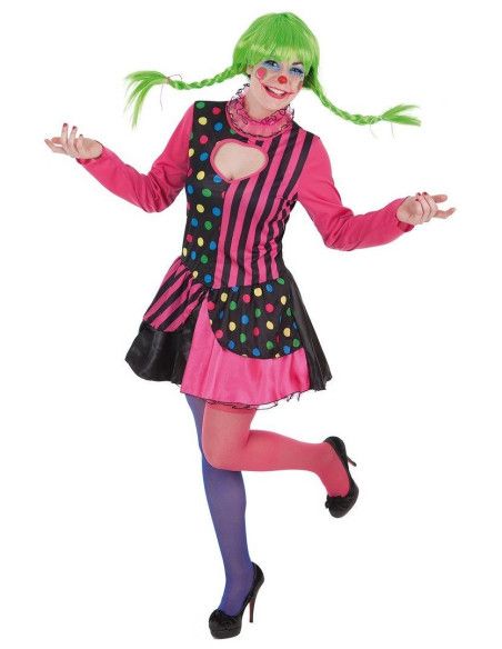 Disfraz de Payasa Rayas Fafa para Mujer - Disfraces de Payaso para Carnaval y Fiestas de Disfraces - MisterDisfraz.com