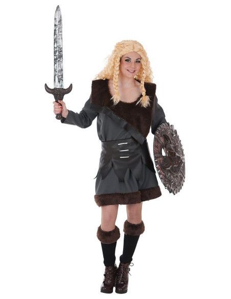 Disfraz de Vikinga Nórdica Gris para Mujer