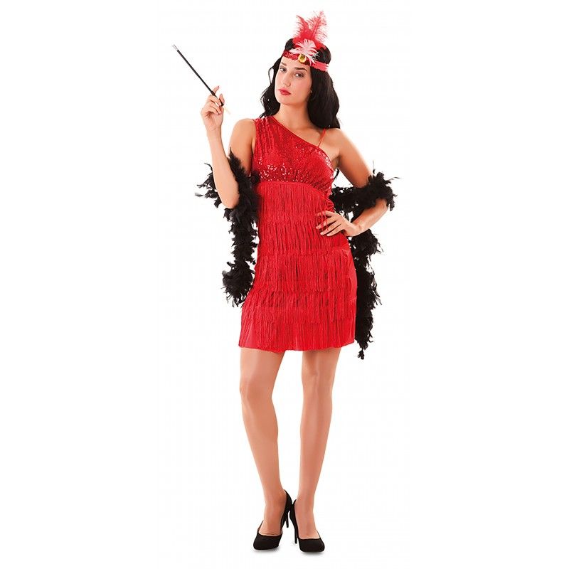 Disfraz de Charlestón rojo para Mujer Talla ML