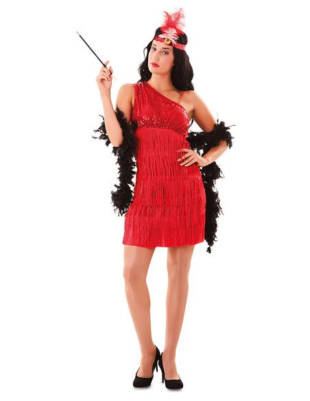 Disfraz de Charlestón rojo para Mujer Talla ML